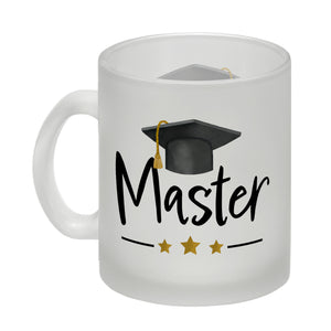 Master bestanden Kaffeebecher mit Masterhut