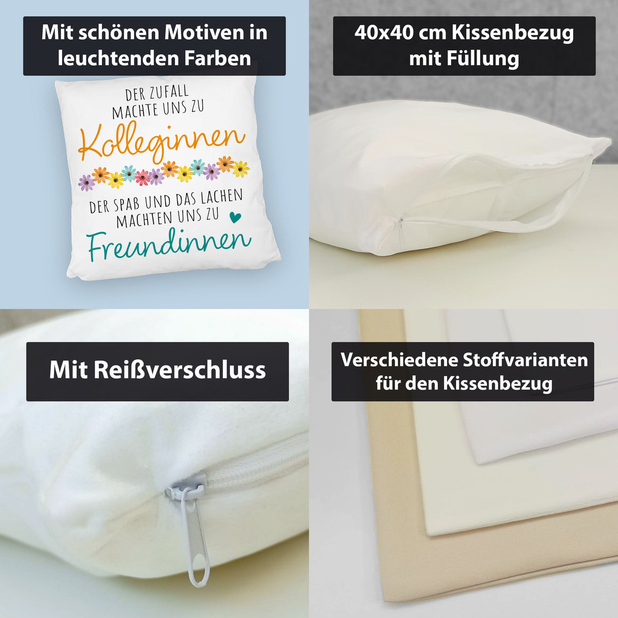 Beste Kollegin Kissen mit Spruch Von Kolleginnen zu Freundinnen durch Spaß