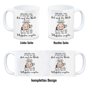 Kuh Kaffeebecher mit Spruch Von Vollpfosten umgeben wie eine Kuh