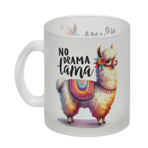 Alpaka mit bunter Satteldecke Kaffeebecher mit Spruch No Drama Lama