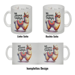 Alpaka mit bunter Satteldecke Kaffeebecher mit Spruch No Drama Lama