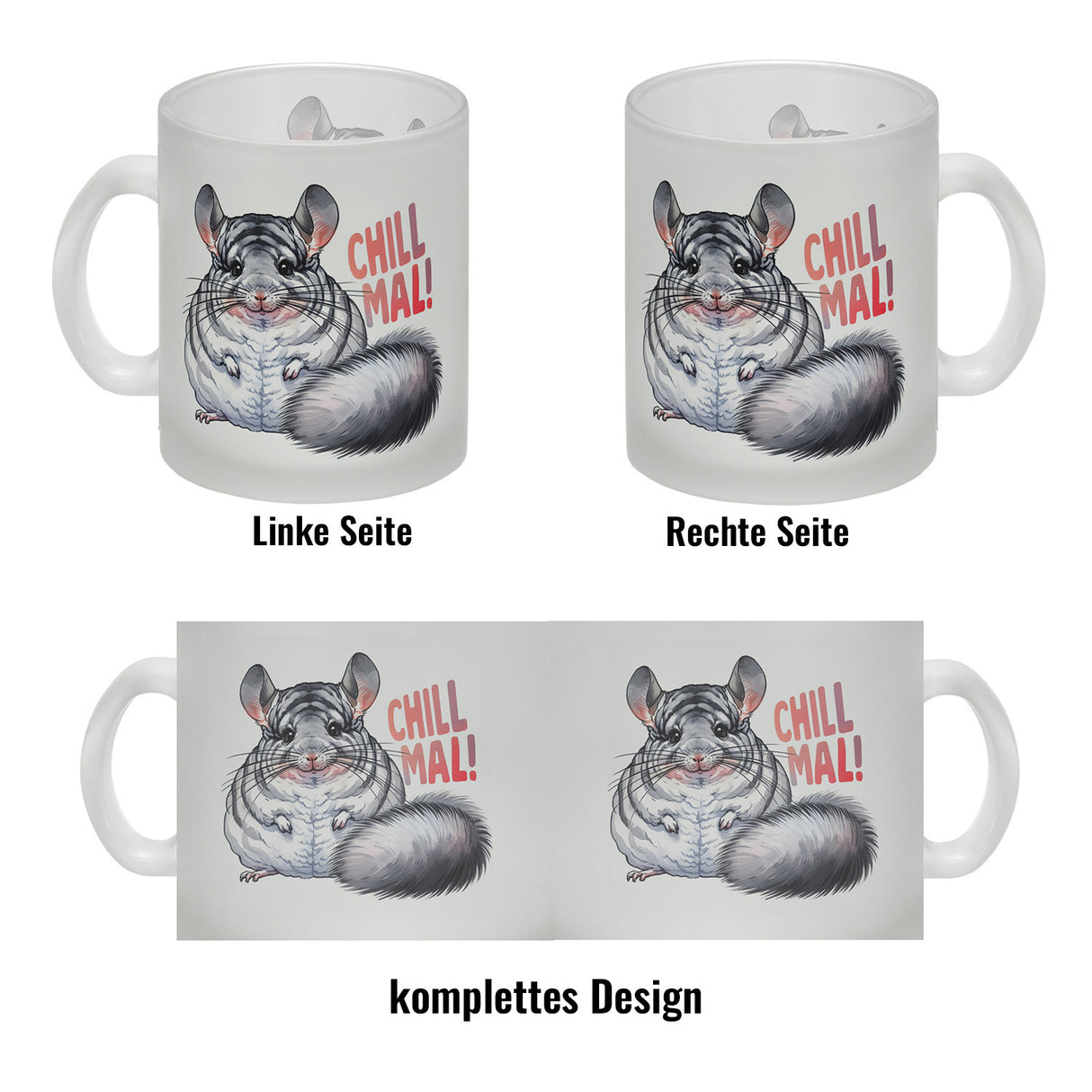 Pummeliges Chinchilla Kaffeebecher mit Spruch Chill mal