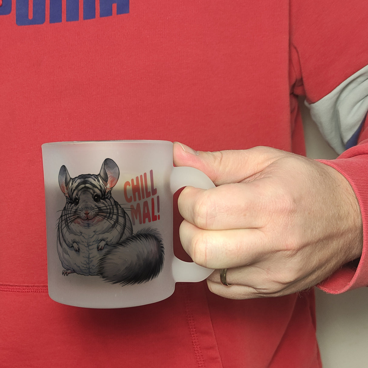 Pummeliges Chinchilla Kaffeebecher mit Spruch Chill mal