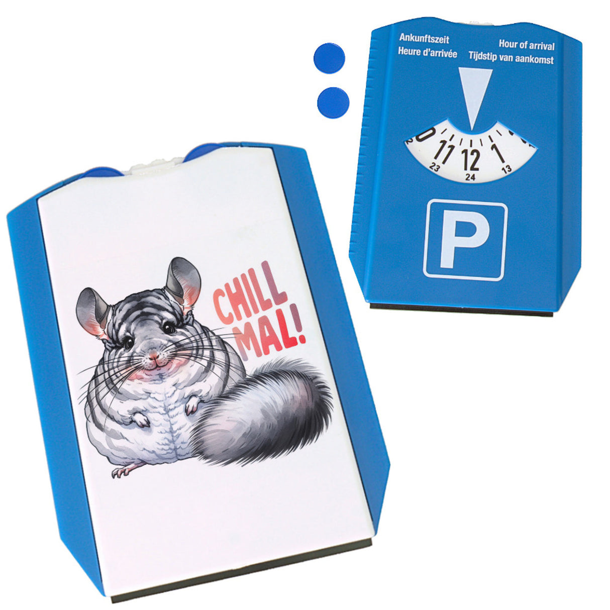 Pummeliges Chinchilla Parkscheibe mit Spruch Chill mal