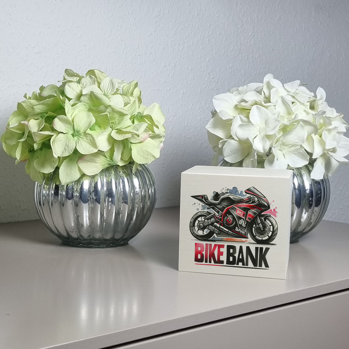 Rennmotorrad Spardose mit Spruch Bike Bank