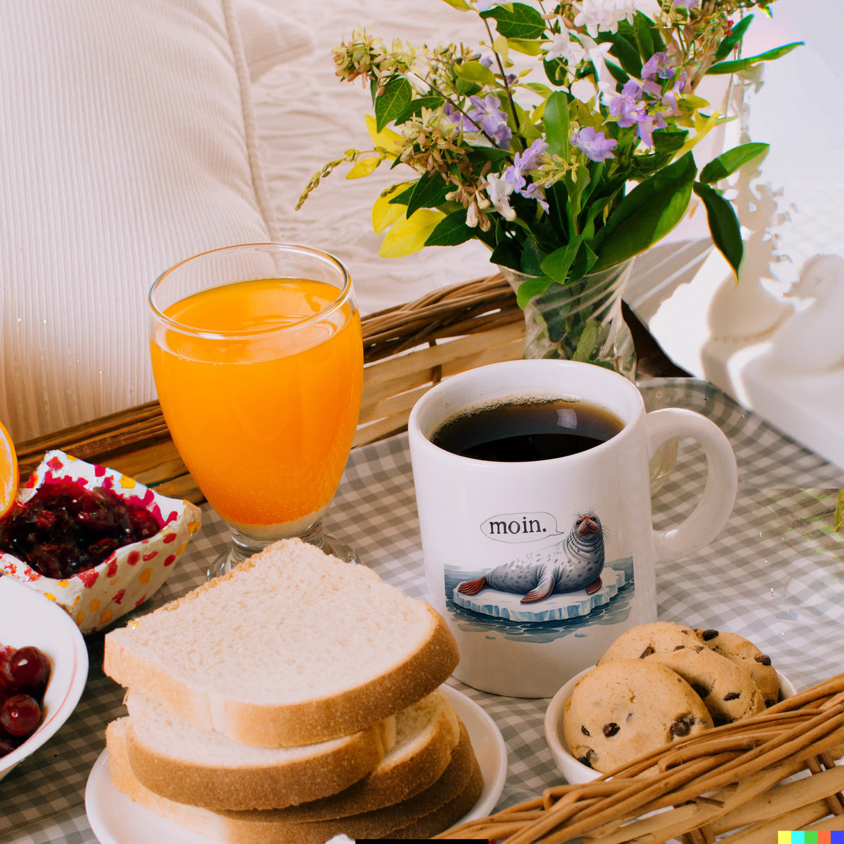Robbe auf Eisscholle Kaffeebecher mit Spruch Moin