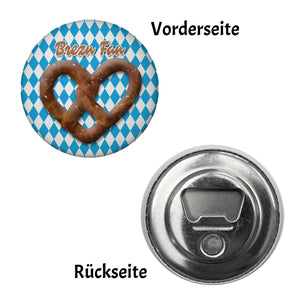 Brezelherz Bayernflagge Magnet rund mit Spruch Brezn Fan