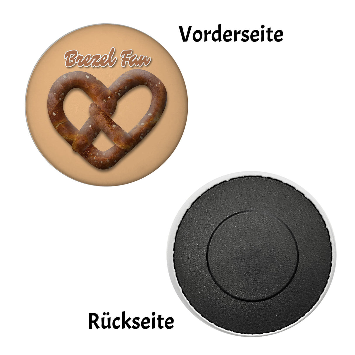Brezelherz Magnet rund mit Spruch Brezel Fan