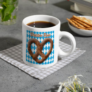 Brezelherz Bayernflagge Kaffeebecher mit Spruch Brezn Fan
