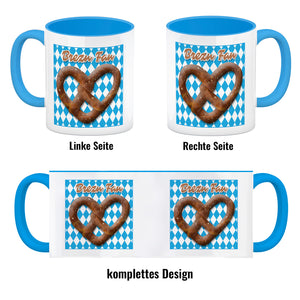 Brezelherz Bayernflagge Kaffeebecher mit Spruch Brezn Fan