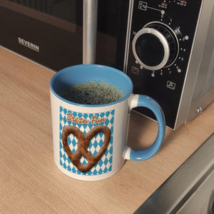Brezelherz Bayernflagge Kaffeebecher mit Spruch Brezn Fan
