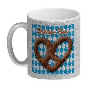 Brezelherz Bayernflagge Kaffeebecher mit Spruch Brezn Fan