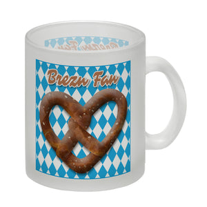 Brezelherz Bayernflagge Kaffeebecher mit Spruch Brezn Fan