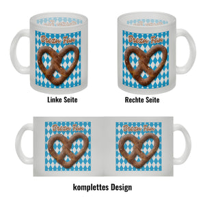 Brezelherz Bayernflagge Kaffeebecher mit Spruch Brezn Fan