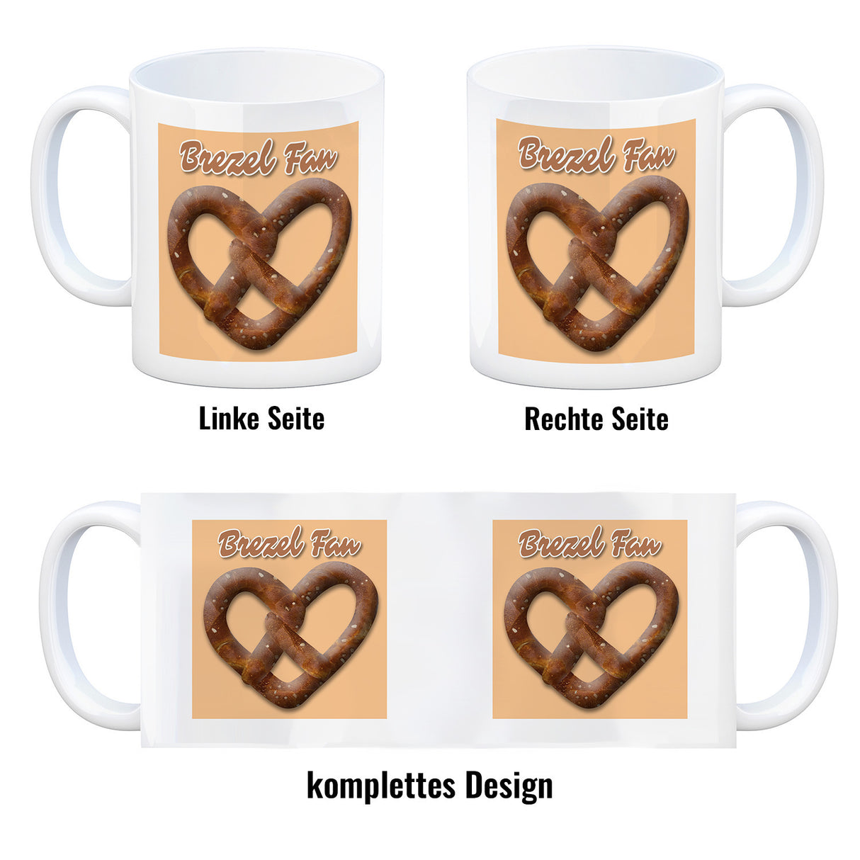 Brezelherz Kaffeebecher mit Spruch Brezel Fan