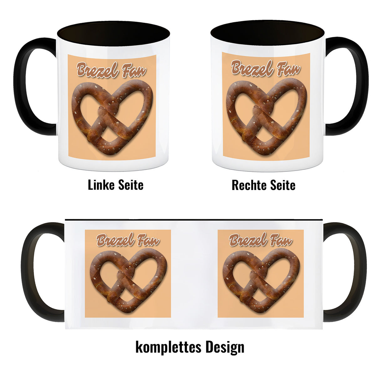 Brezelherz Kaffeebecher mit Spruch Brezel Fan