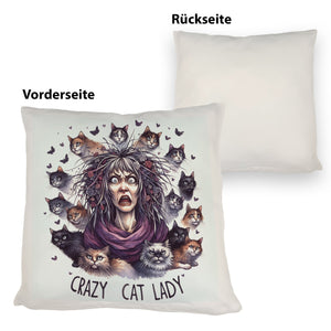 Katzenfrau Kissen mit Spruch Crazy Cat Lady