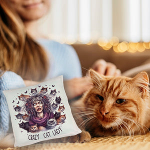 Katzenfrau Kissen mit Spruch Crazy Cat Lady