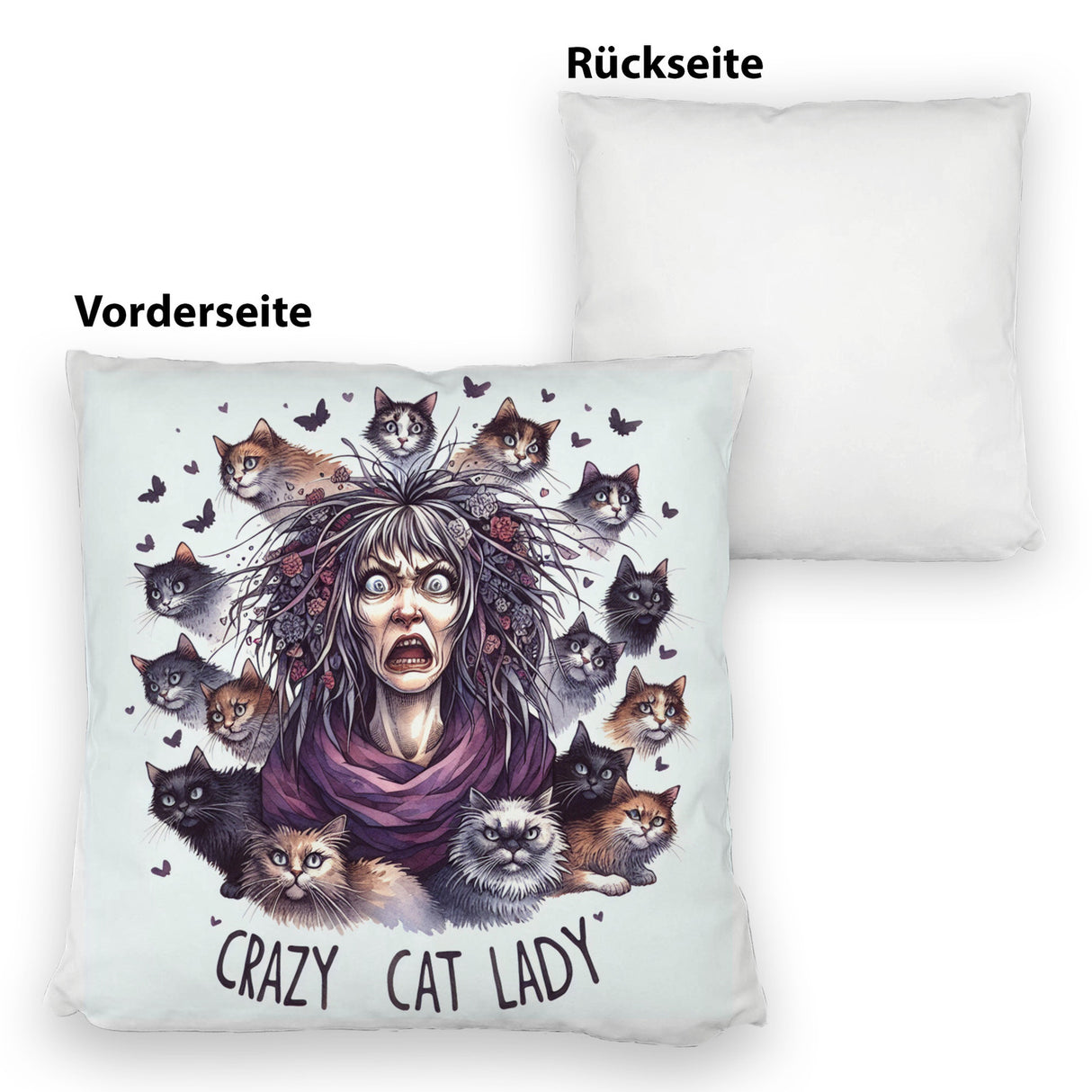 Katzenfrau Kissen mit Spruch Crazy Cat Lady