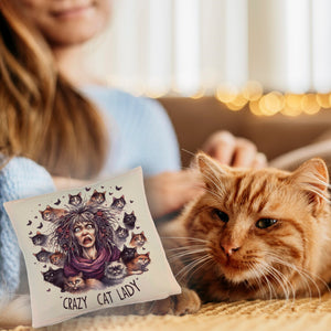 Katzenfrau Kissen mit Spruch Crazy Cat Lady