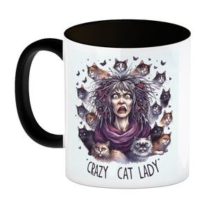 Katzenfrau Kaffeebecher mit Spruch Crazy Cat Lady
