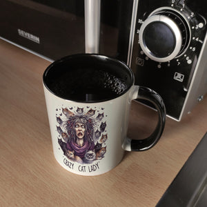 Katzenfrau Kaffeebecher mit Spruch Crazy Cat Lady