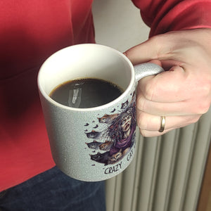 Katzenfrau Kaffeebecher mit Spruch Crazy Cat Lady