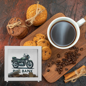 Retro Touring Motorrad Spardose mit Spruch Bike Bank