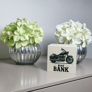 Cruiser Motorrad Spardose mit Spruch Bike Bank