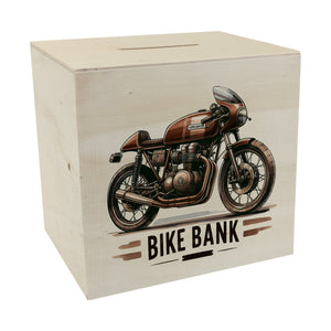 Cafe Racer Motorrad Spardose mit Spruch Bike Bank