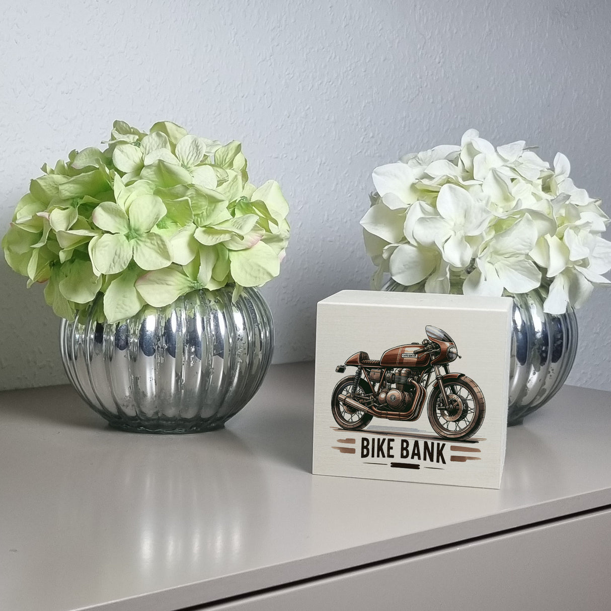 Cafe Racer Motorrad Spardose mit Spruch Bike Bank