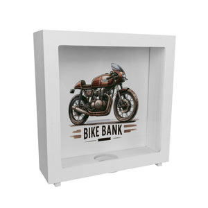Cafe Racer Motorrad Spardose mit Spruch Bike Bank