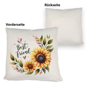 Beste Freundin Sonnenblume Kissen mit Spruch Best friend