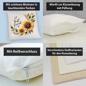 Beste Freundin Sonnenblume Kissen mit Spruch Best friend