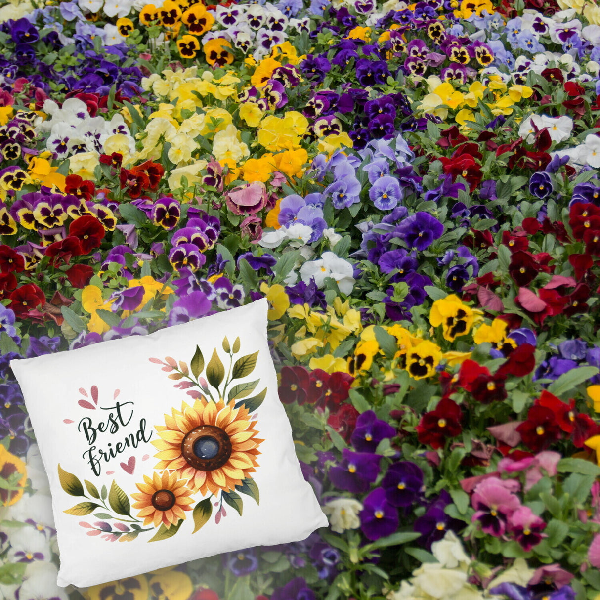 Beste Freundin Sonnenblume Kissen mit Spruch Best friend