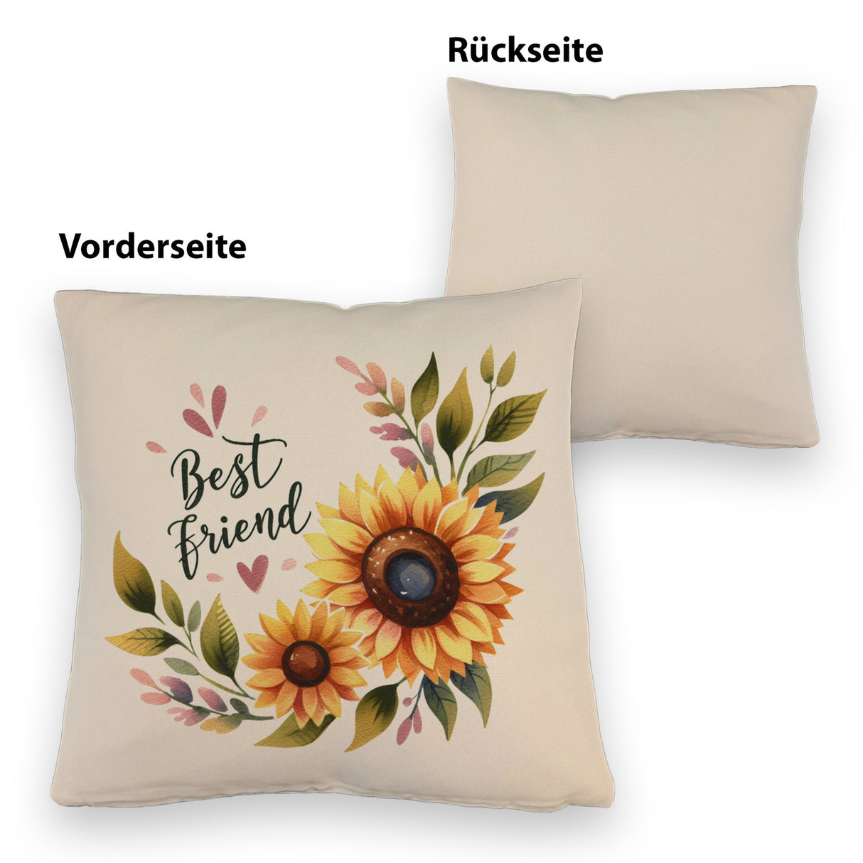 Beste Freundin Sonnenblume Kissen mit Spruch Best friend