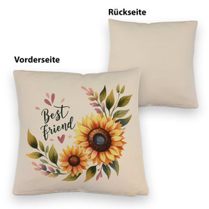 Beste Freundin Sonnenblume Kissen mit Spruch Best friend