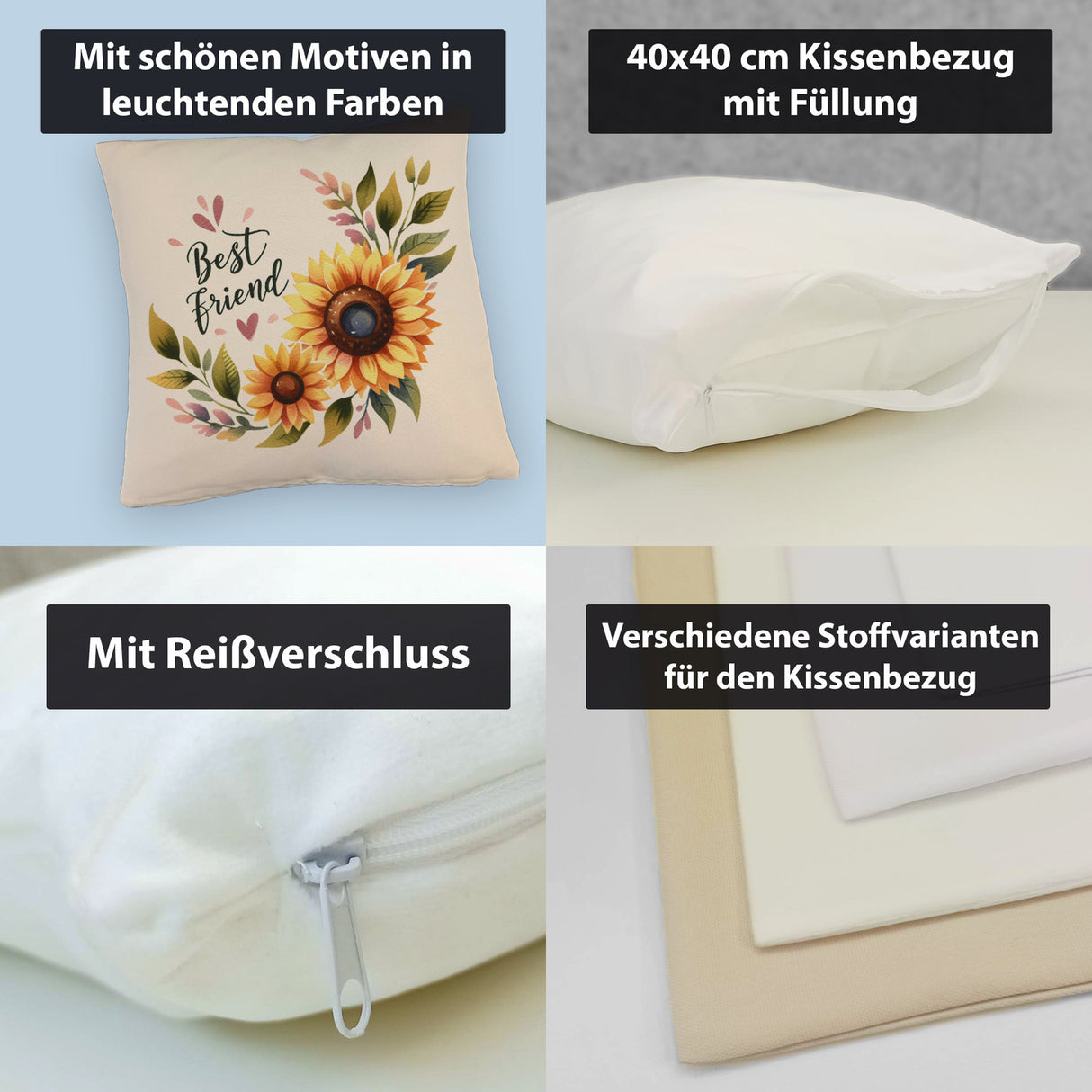 Beste Freundin Sonnenblume Kissen mit Spruch Best friend