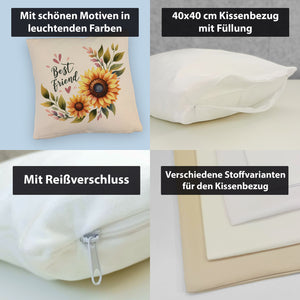 Beste Freundin Sonnenblume Kissen mit Spruch Best friend