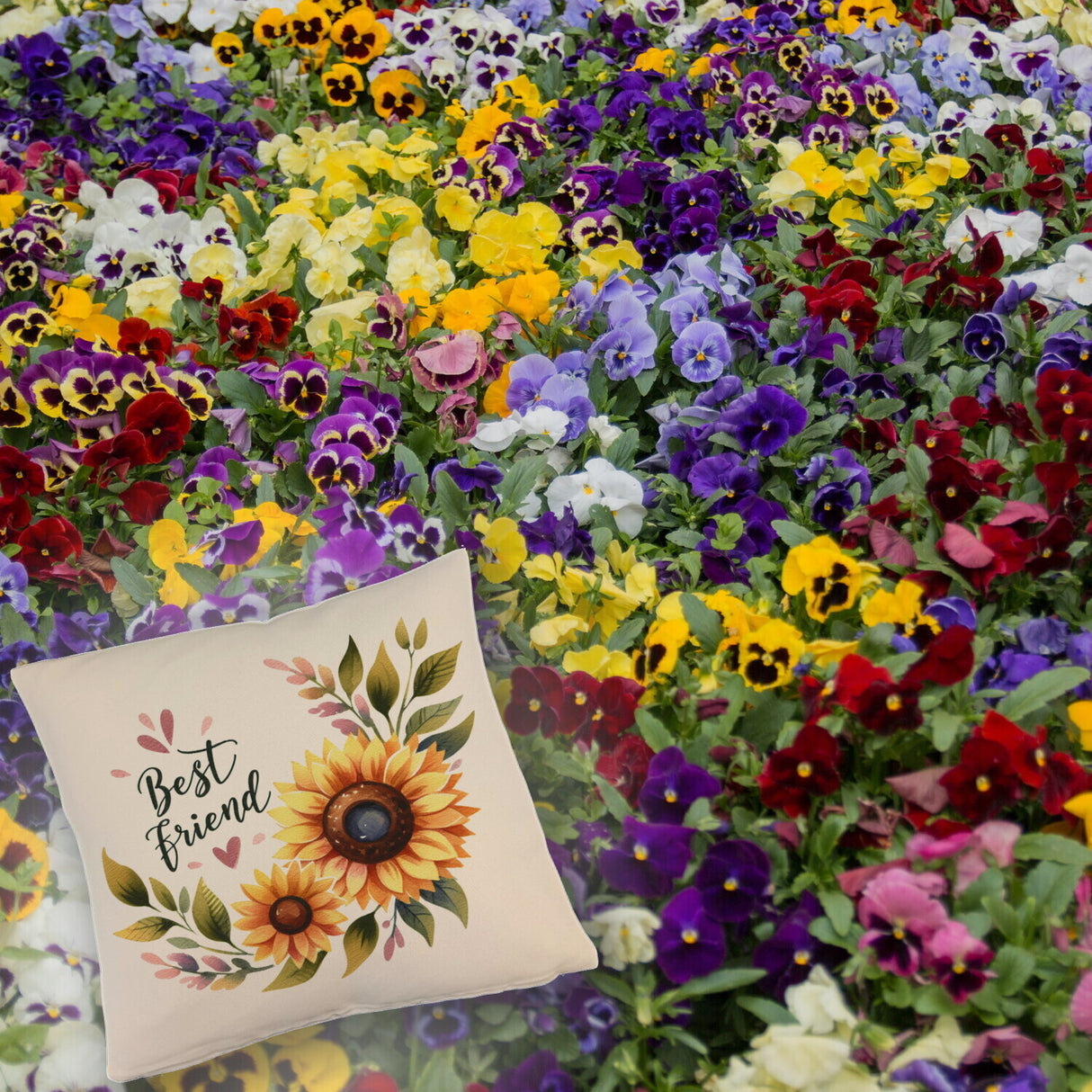 Beste Freundin Sonnenblume Kissen mit Spruch Best friend