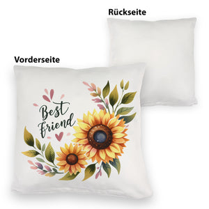 Beste Freundin Sonnenblume Kissen mit Spruch Best friend