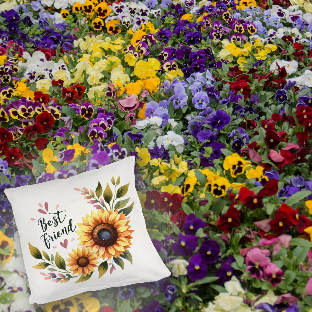 Beste Freundin Sonnenblume Kissen mit Spruch Best friend
