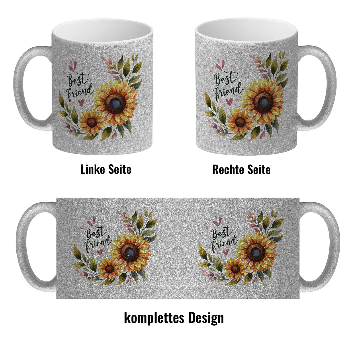 Beste Freundin Sonnenblume Kaffeebecher mit Spruch Best friend