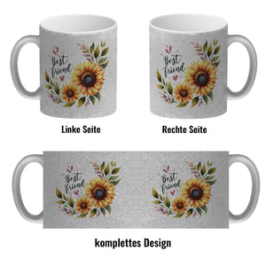 Beste Freundin Sonnenblume Kaffeebecher mit Spruch Best friend