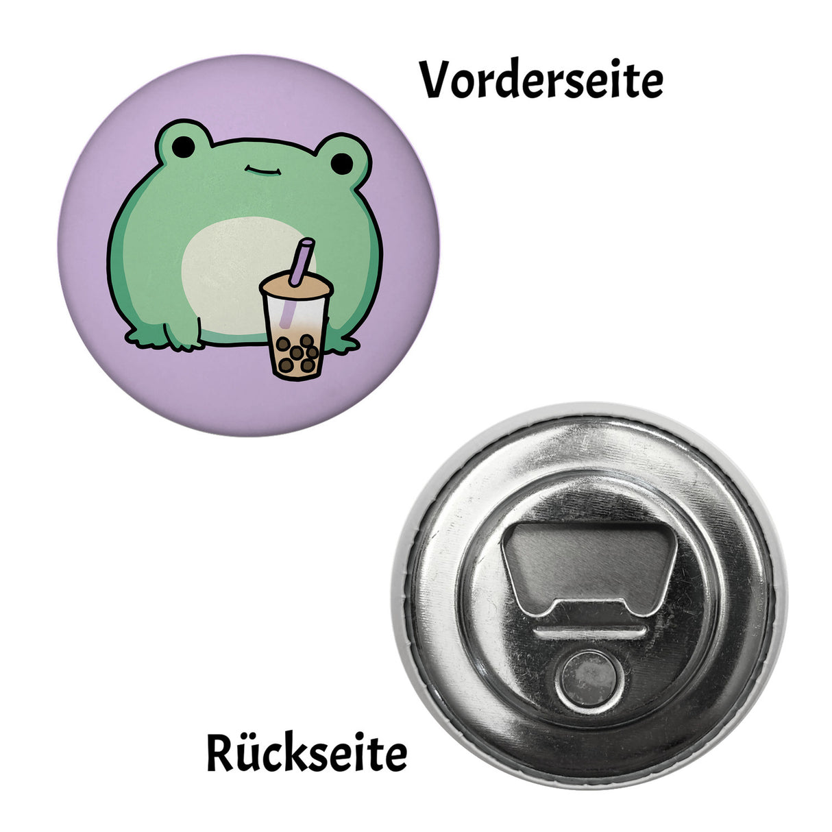 Frosch mit Bubble Tea Magnet rund