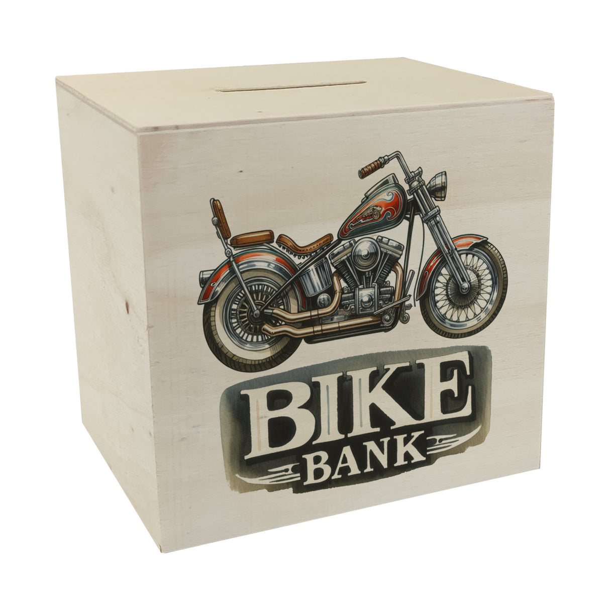 Retro Chopper Motorrad Spardose mit Spruch Bike Bank