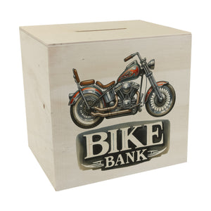 Retro Chopper Motorrad Spardose mit Spruch Bike Bank