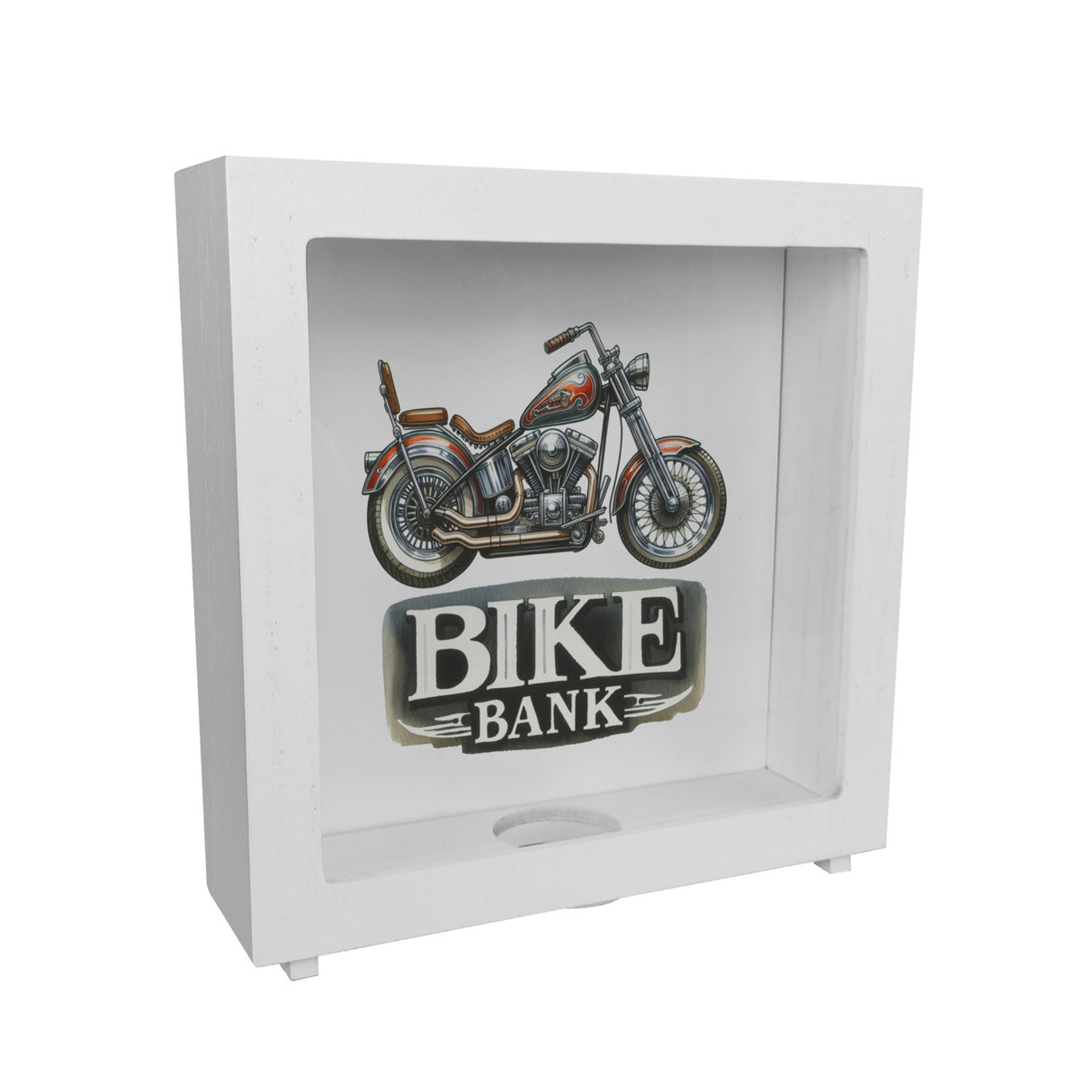 Retro Chopper Motorrad Spardose mit Spruch Bike Bank