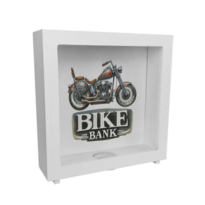Retro Chopper Motorrad Spardose mit Spruch Bike Bank