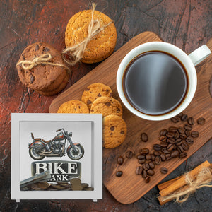 Retro Chopper Motorrad Spardose mit Spruch Bike Bank